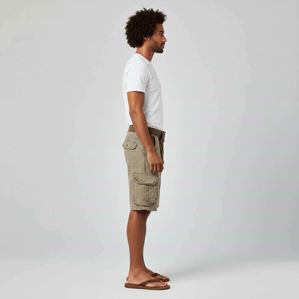 Clinton Cargo Shorts with Side Slip Pockets and Belt Loops