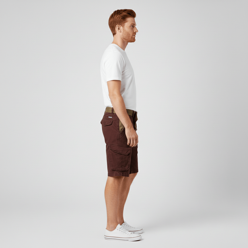 Clinton Cargo Shorts with Side Slip Pockets and Belt Loops