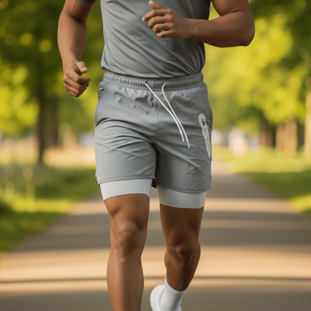 Clive 2 in 1 Training Shorts with Side Slip Pockets and Drawstring Waist
