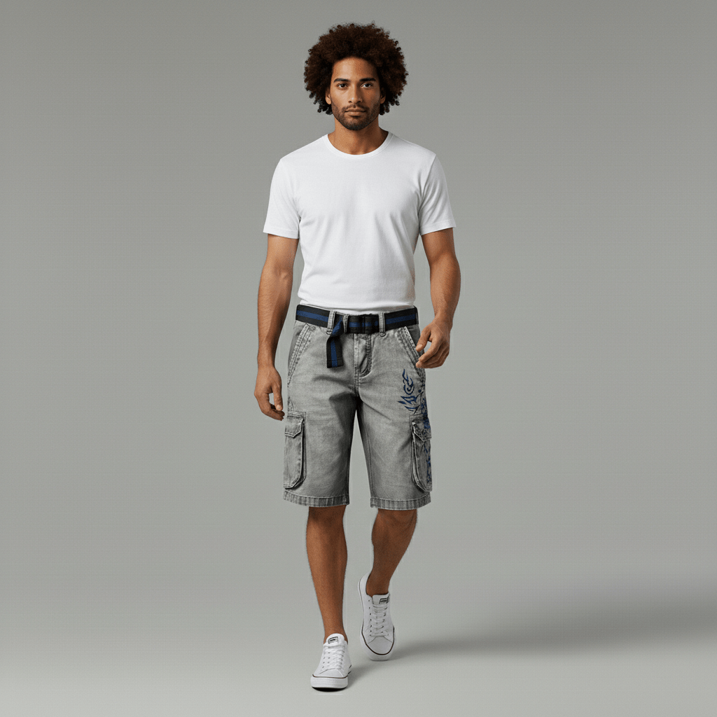 Colin Cargo Shorts with Side Slip Pockets and Belt Loops