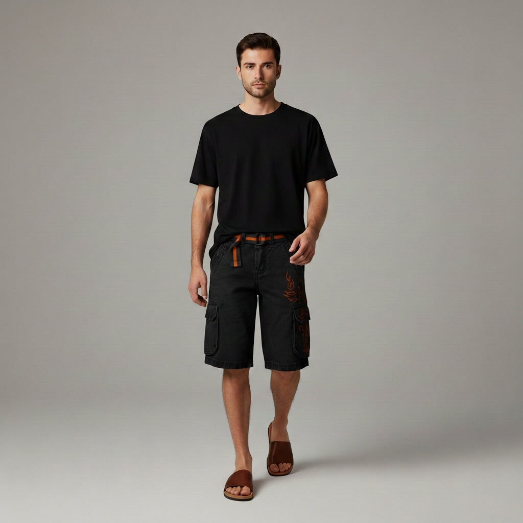Colin Cargo Shorts with Side Slip Pockets and Belt Loops