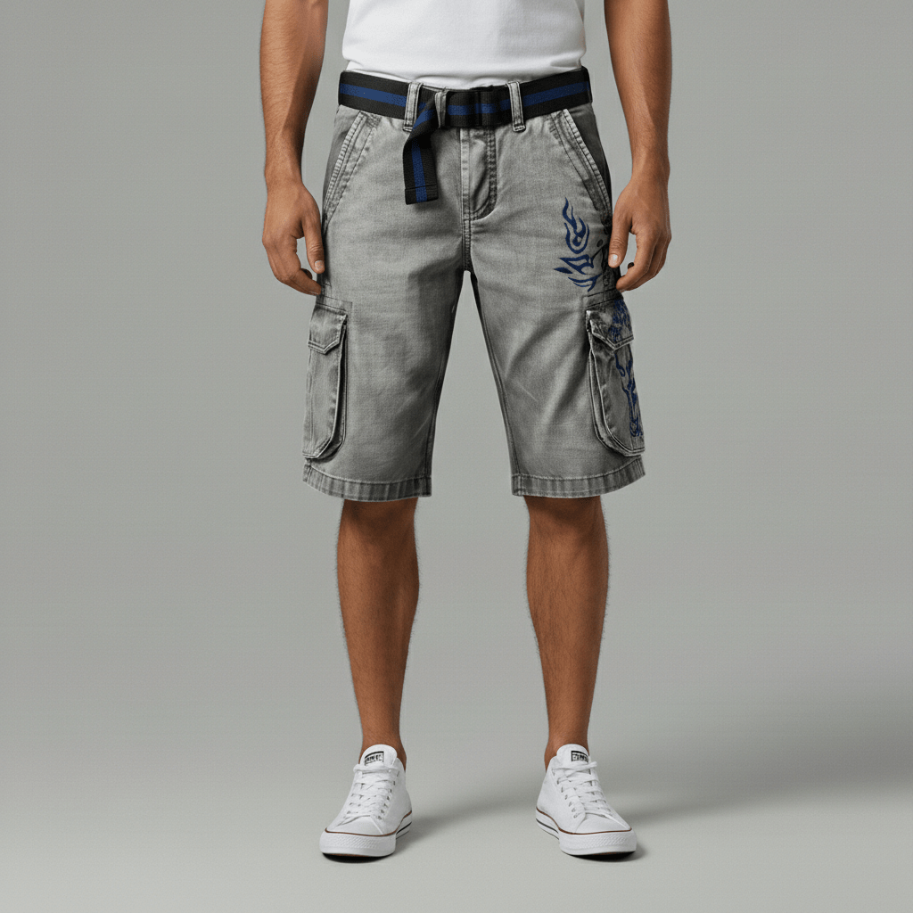 Colin Cargo Shorts with Side Slip Pockets and Belt Loops