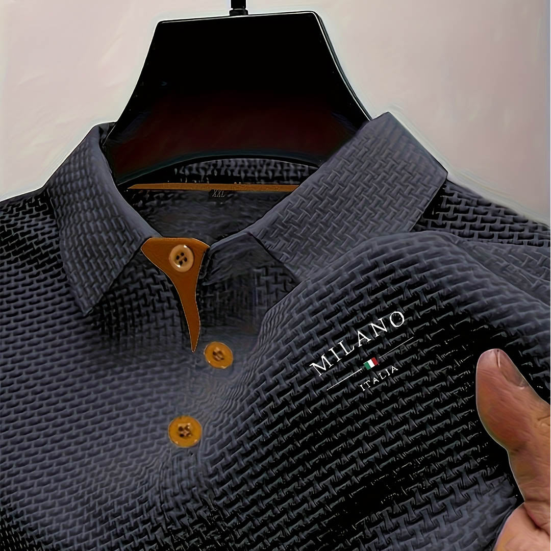Men's Textured Short Sleeve Polo Shirt