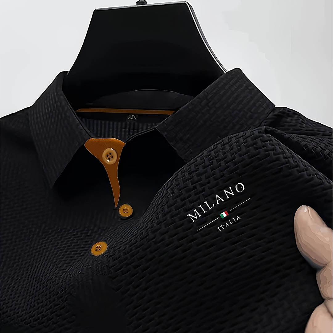 Men's Textured Short Sleeve Polo Shirt