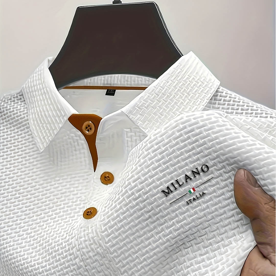 Men's Textured Short Sleeve Polo Shirt
