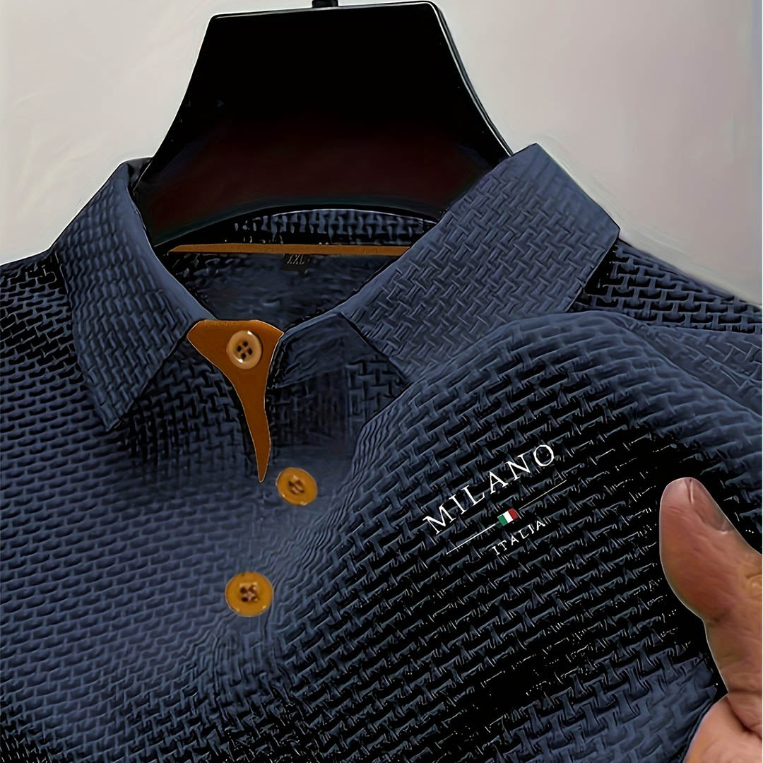 Men's Textured Short Sleeve Polo Shirt