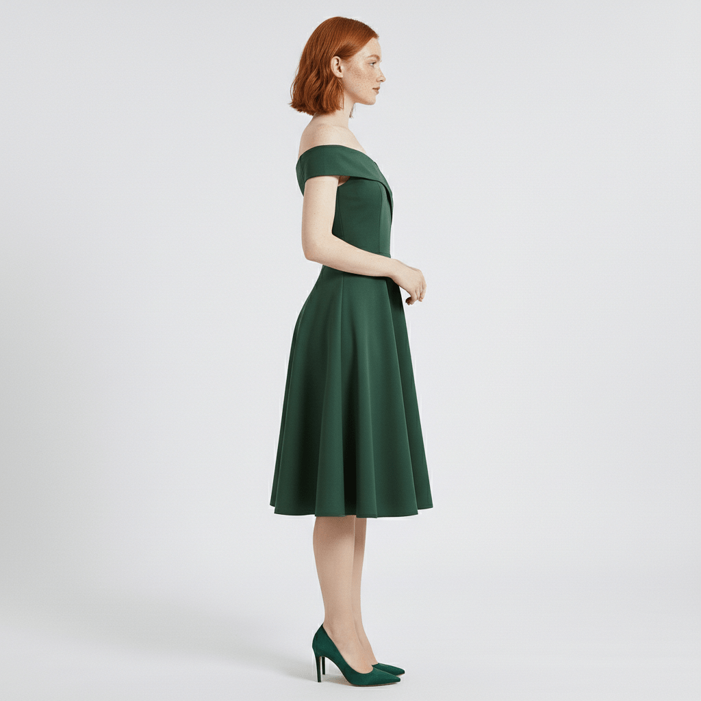 Darrah Off Shoulder Cocktail Dress for Women with Fit and Flare Skirt