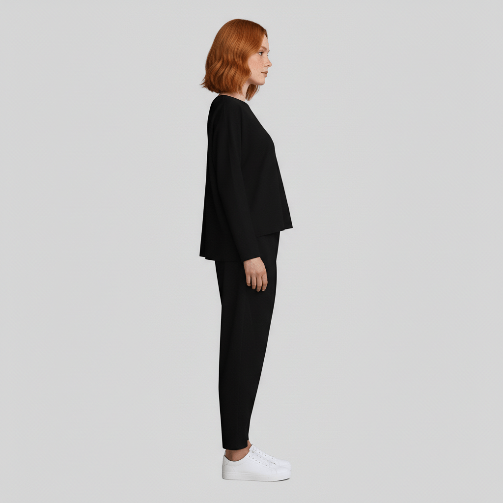 Delphine Two Piece Set Round Neck Top and Relaxed Fit Pants