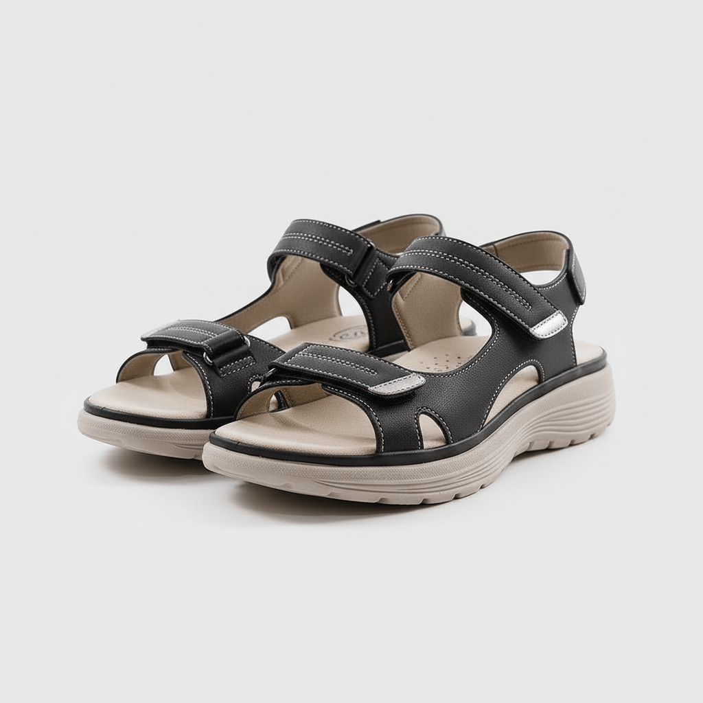 Edith Hook and Loop Strap Sandals Open Toe Platform Sandals