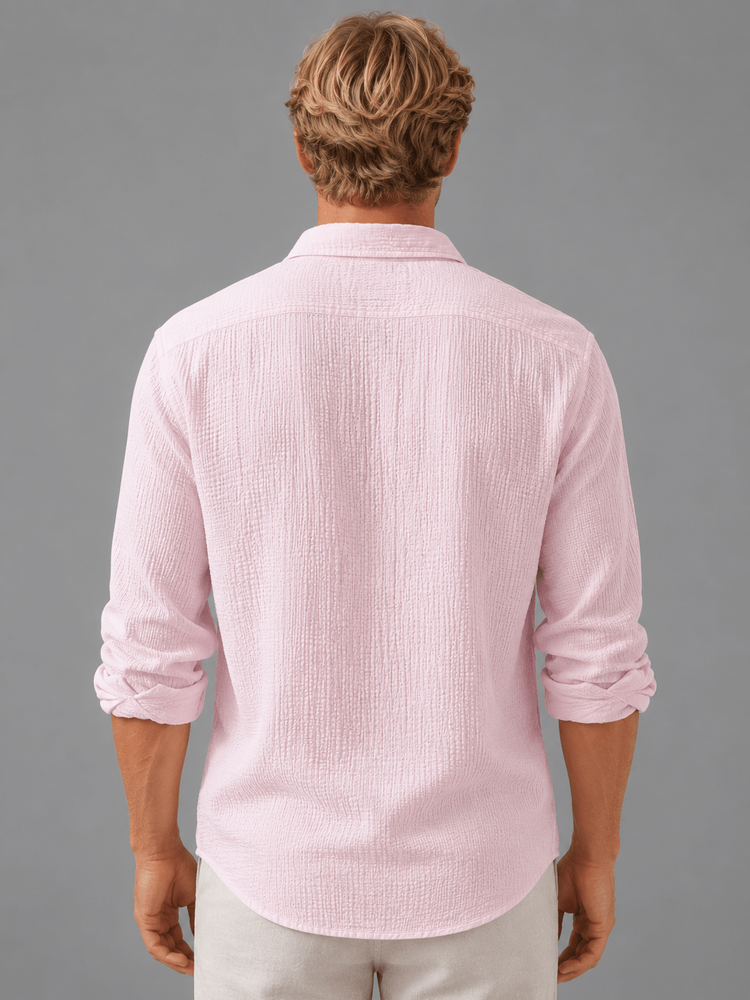 Men's Relaxed Fit Textured Long Sleeve Summer Shirt