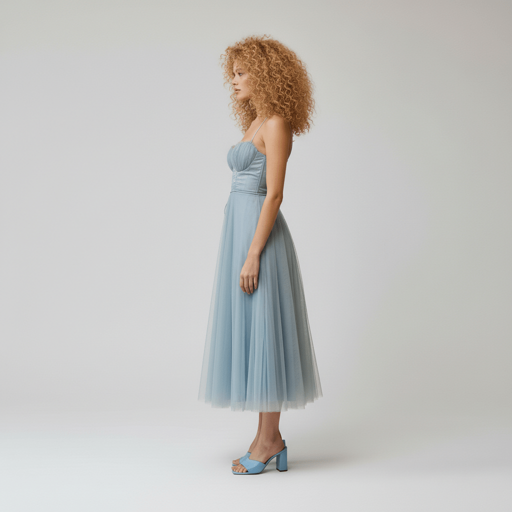 Etta Tulle Corset Midi Wedding Guest Dress