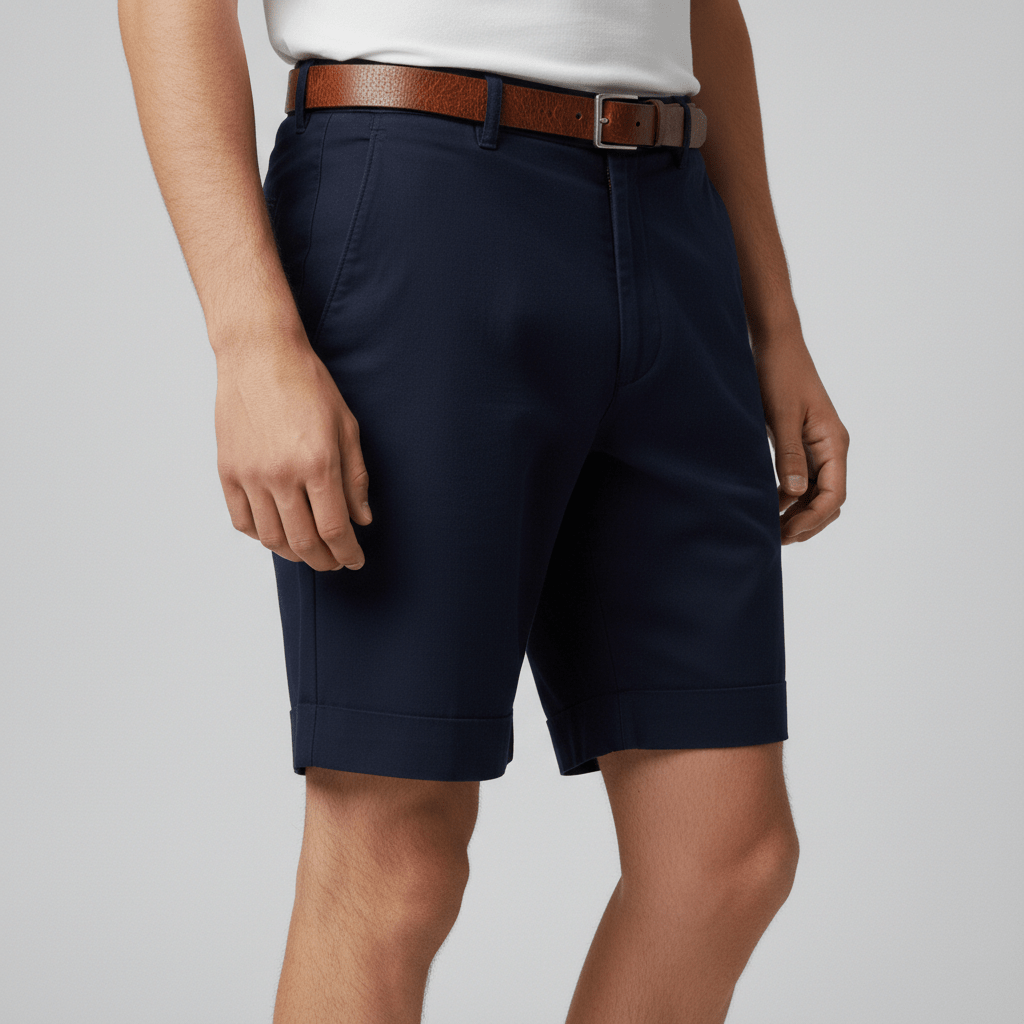 Franklin Pleated Chino Shorts with Side Slip Pockets and Belt Loops
