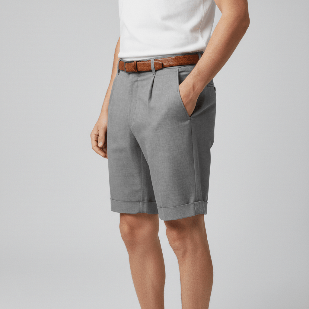 Franklin Pleated Chino Shorts with Side Slip Pockets and Belt Loops