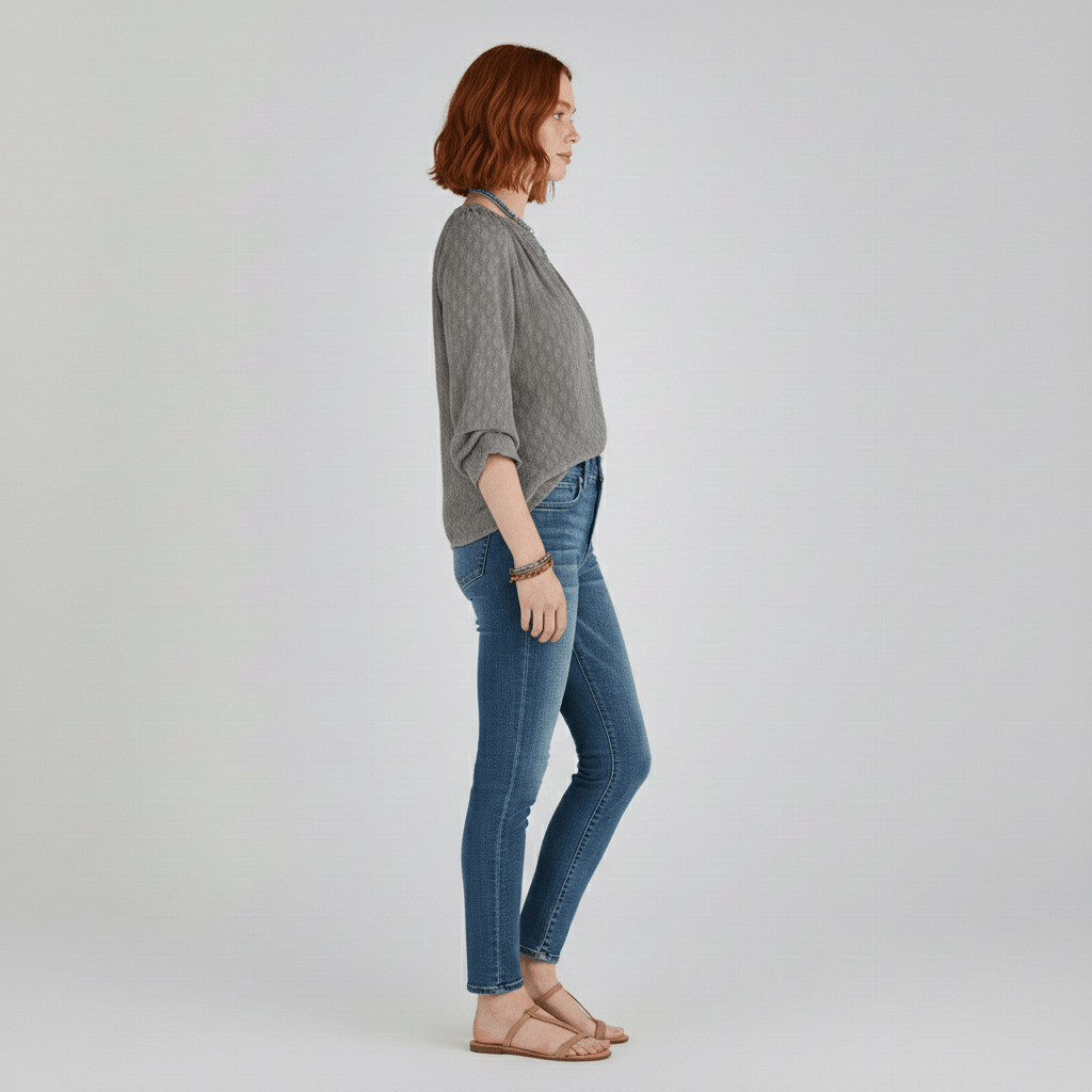 Gabrielle Relaxed Fit Button Blouse with V-Neck