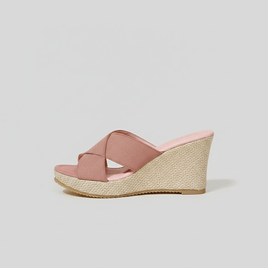 Gaia Platform Wedge Sandals with Cross Straps