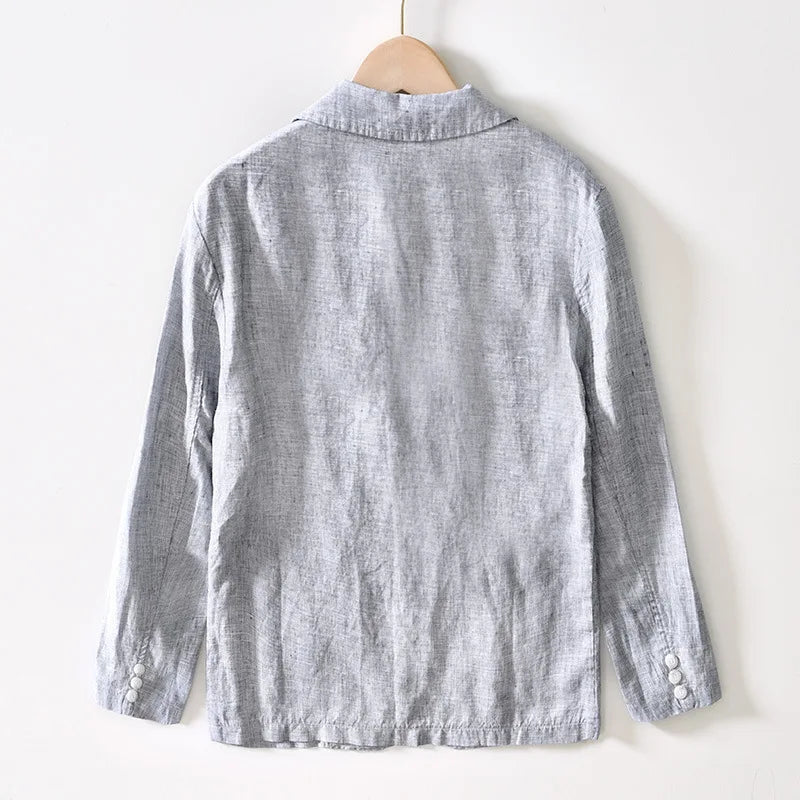 Men's Relaxed Fit Single Breasted Linen and Cotton Blend Blazer