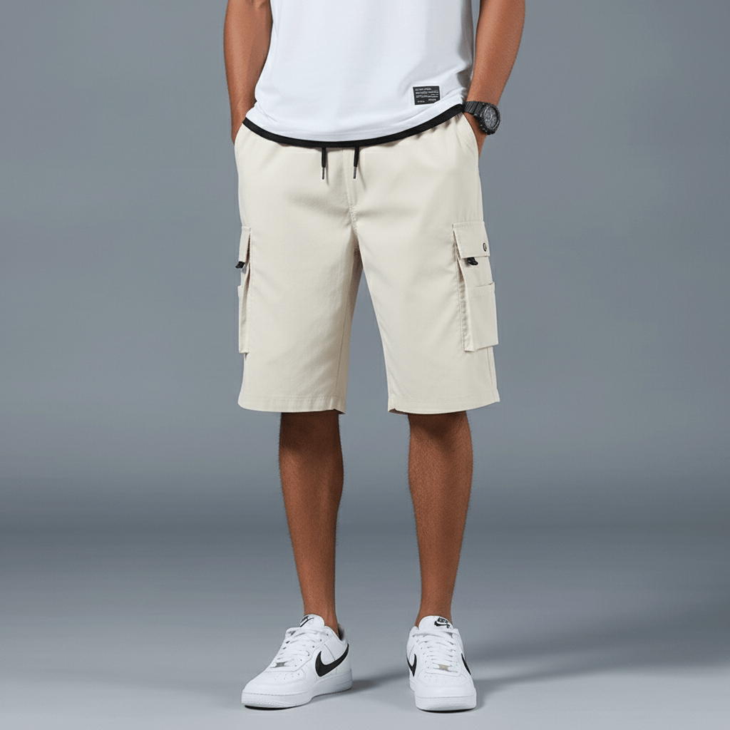 Gerard Drawstring Cargo Shorts with Side Slip Pockets