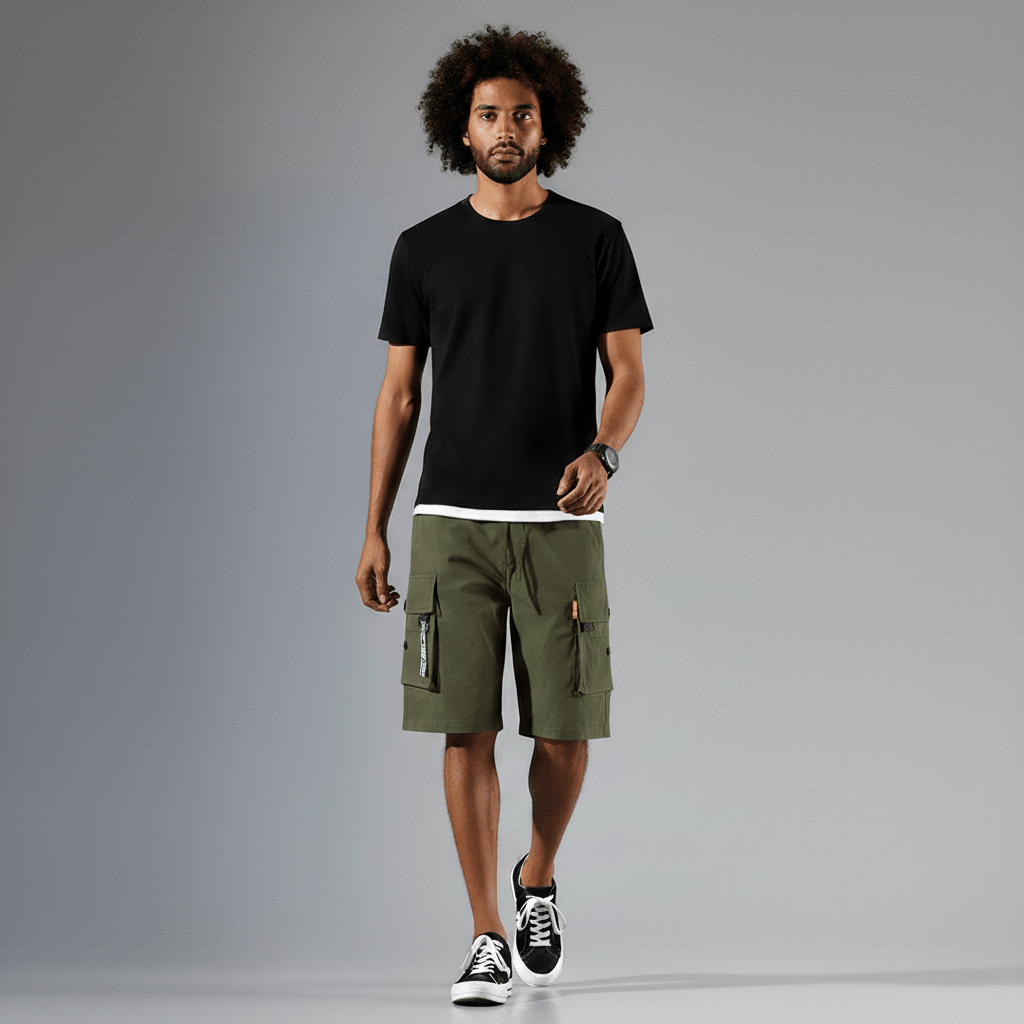 Gerard Drawstring Cargo Shorts with Side Slip Pockets