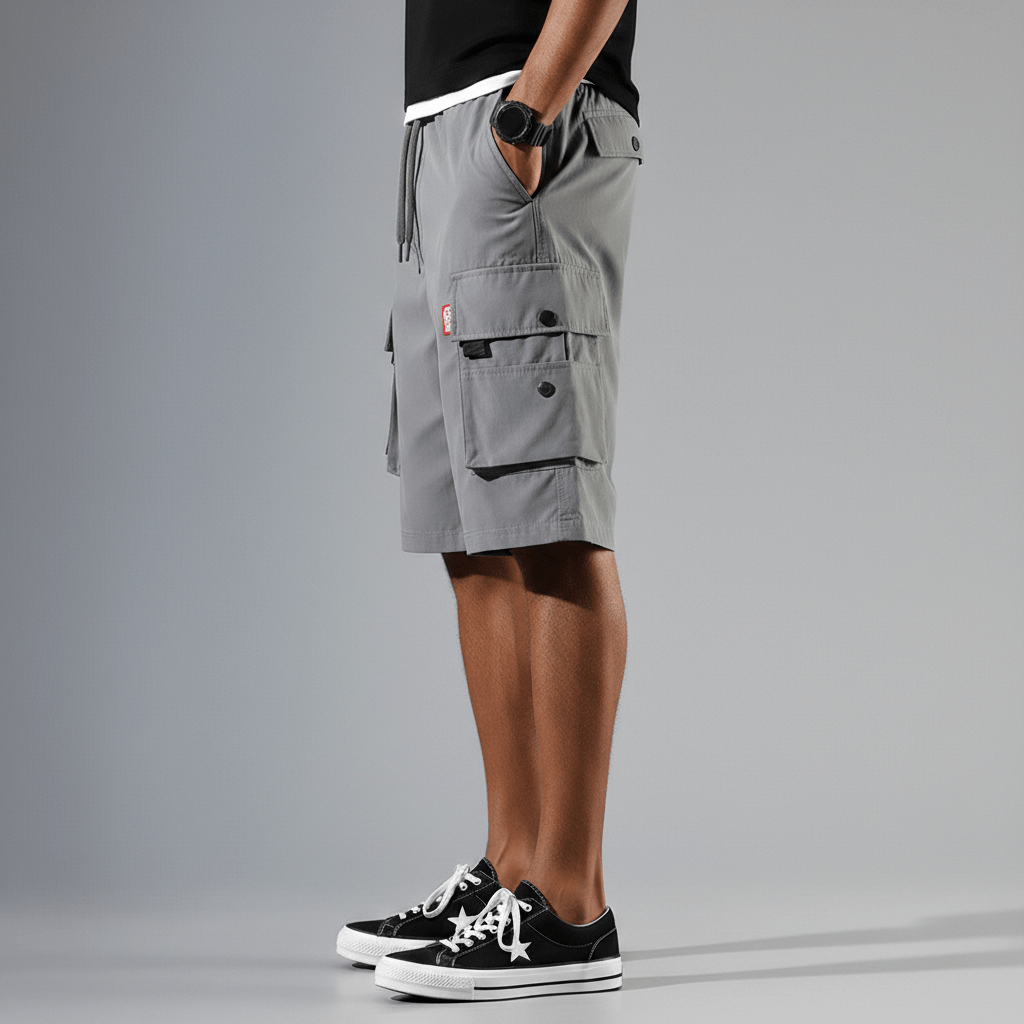 Gerard Drawstring Cargo Shorts with Side Slip Pockets