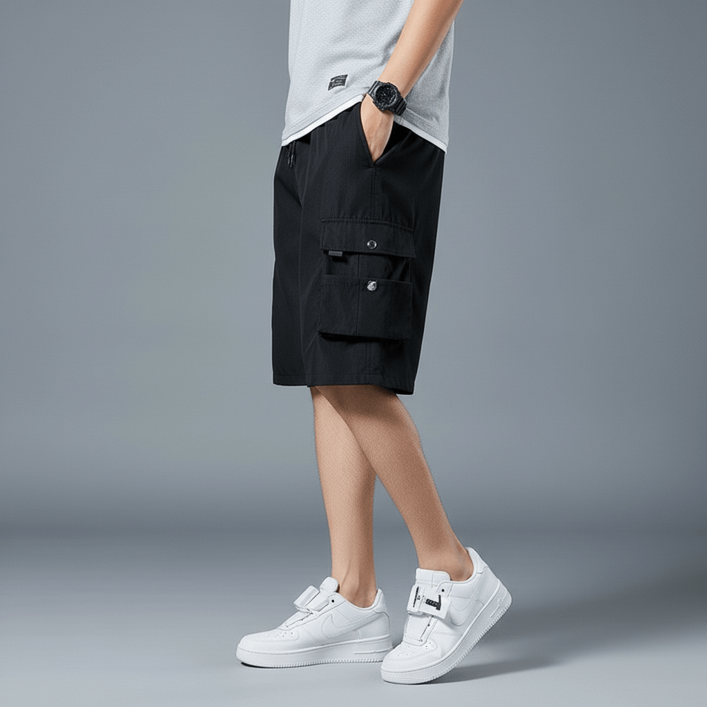 Gerard Drawstring Cargo Shorts with Side Slip Pockets