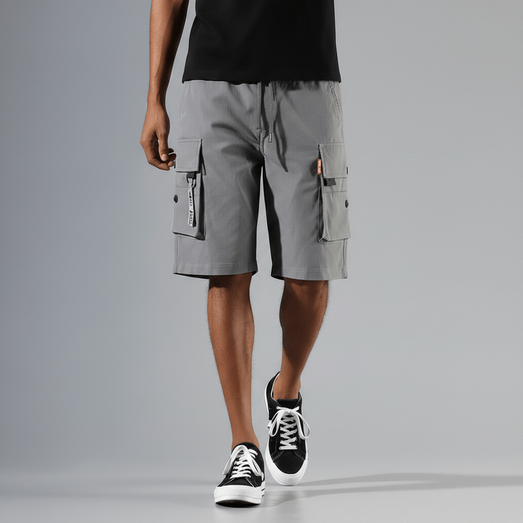 Gerard Drawstring Cargo Shorts with Side Slip Pockets