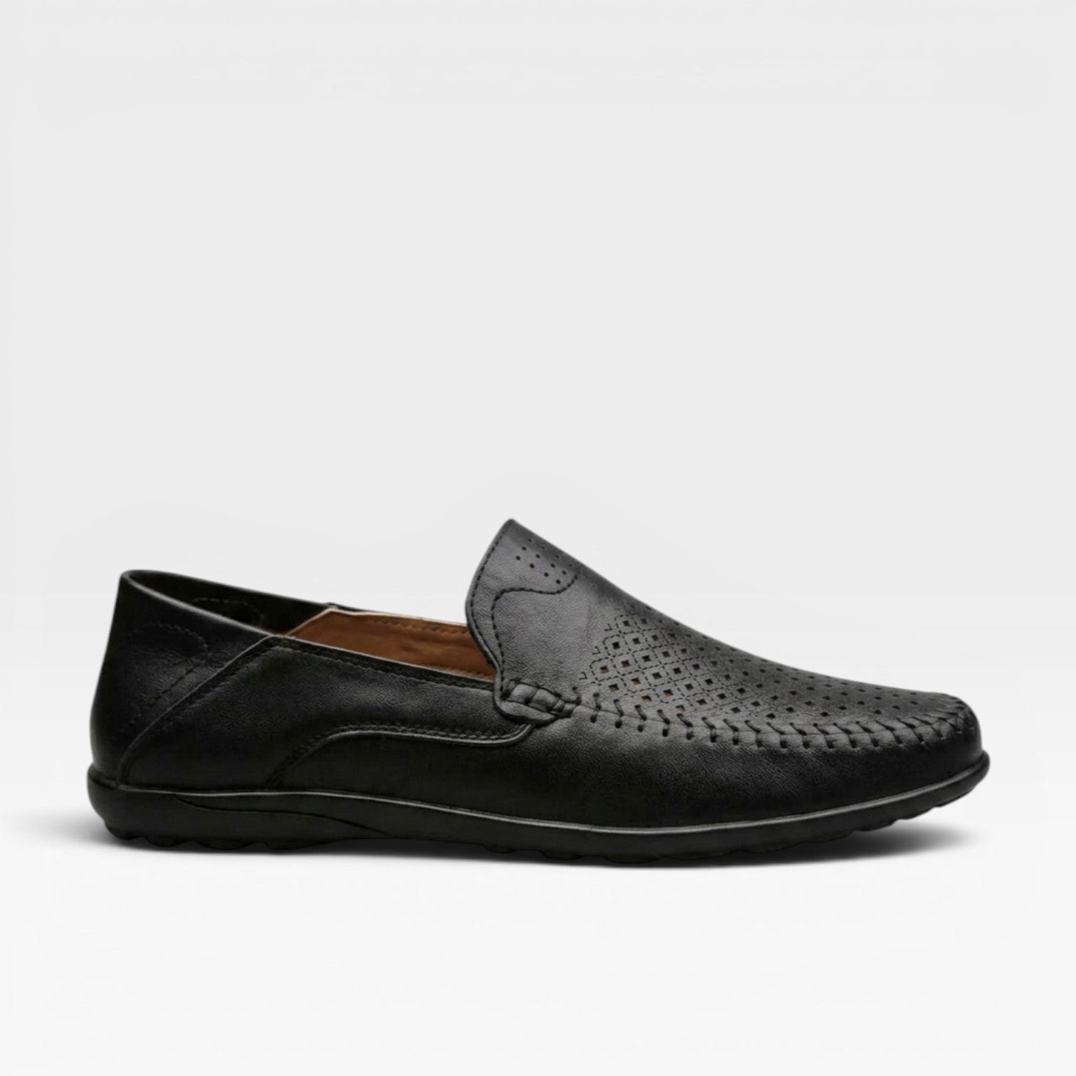 Loren Amor Men's Perforated Genuine Leather Slip On Driving Loafers
