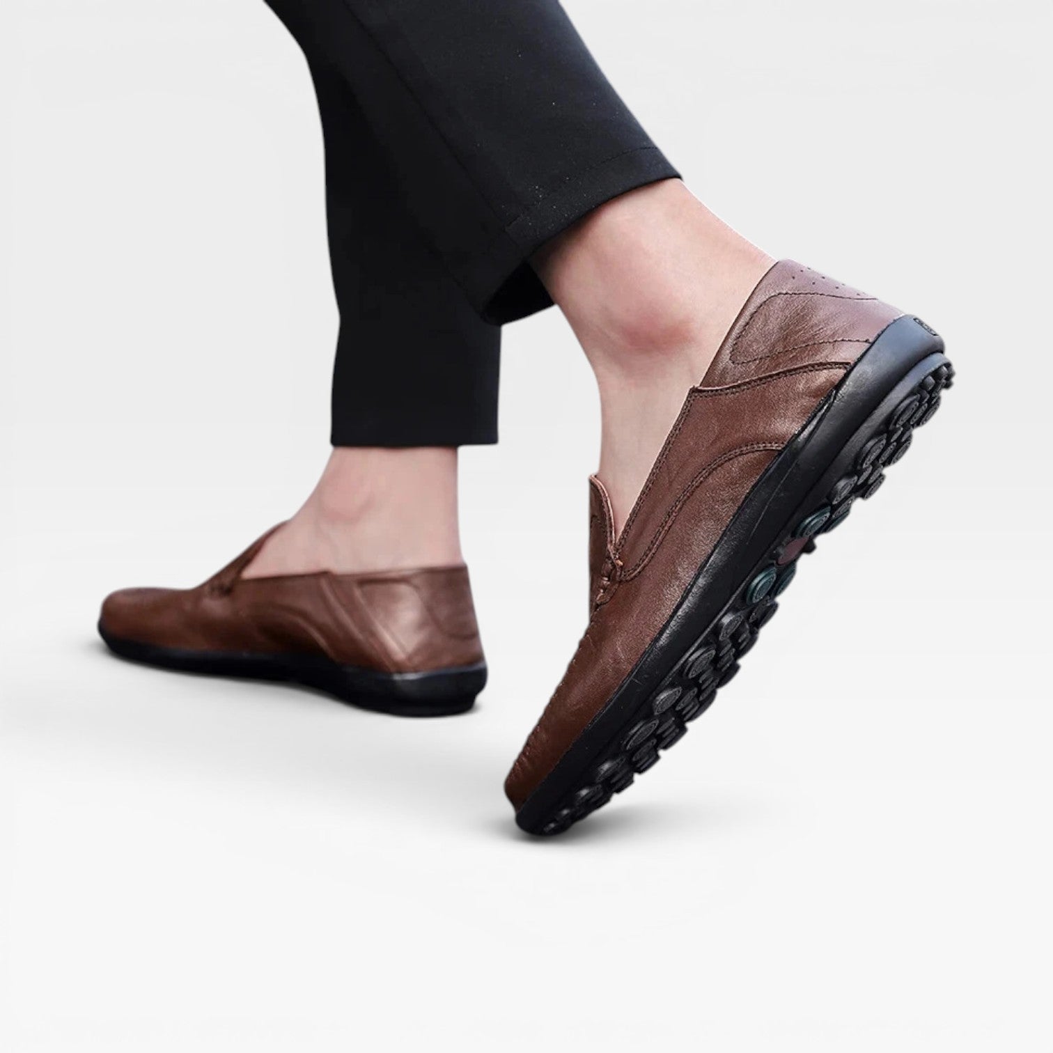 Loren Amor Men's Perforated Genuine Leather Slip On Driving Loafers