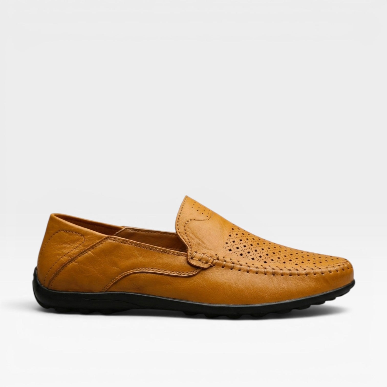 Loren Amor Men's Perforated Genuine Leather Slip On Driving Loafers