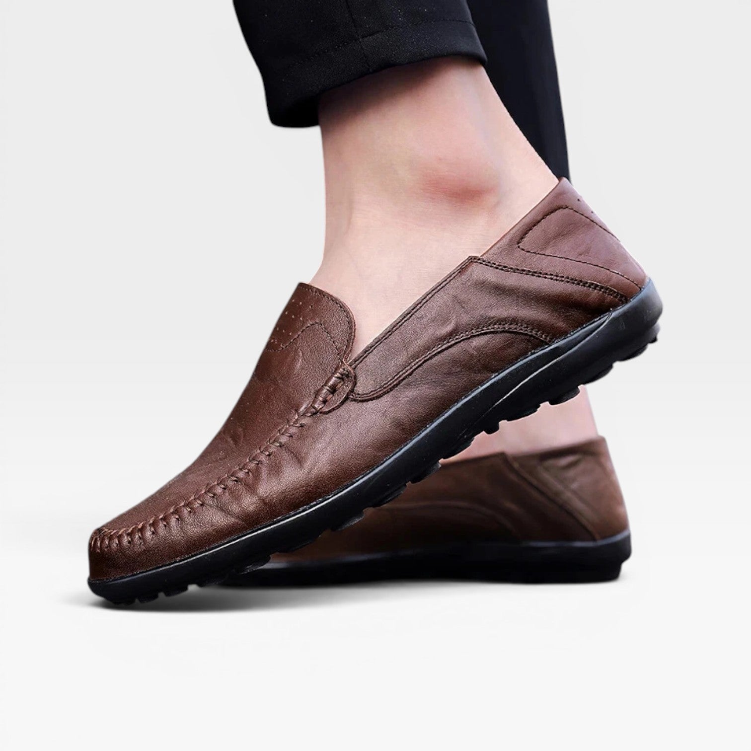 Loren Amor Men's Perforated Genuine Leather Slip On Driving Loafers