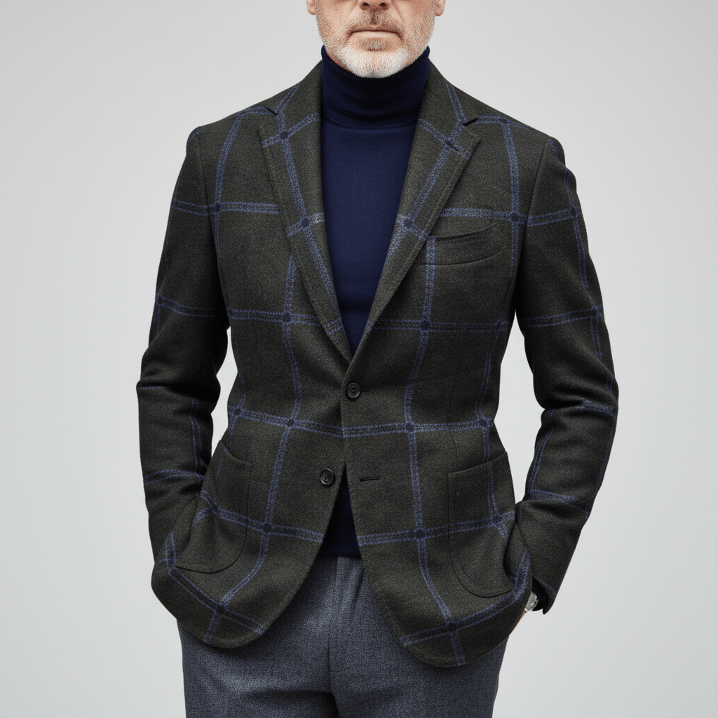 Gregor Plaid Tweed Blazer for Men Vintage Check Blazer