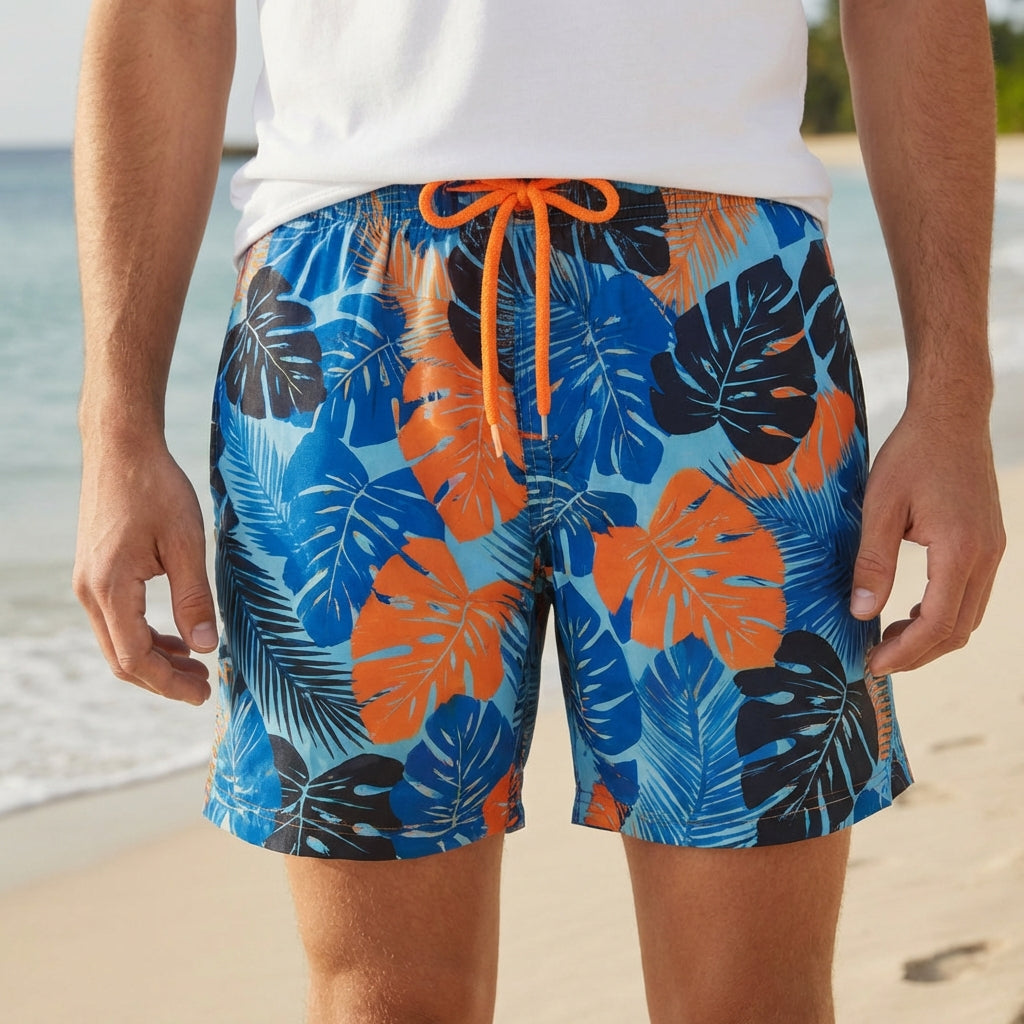 Ian Swim Shorts with Drawstring Waist and Compression Liner