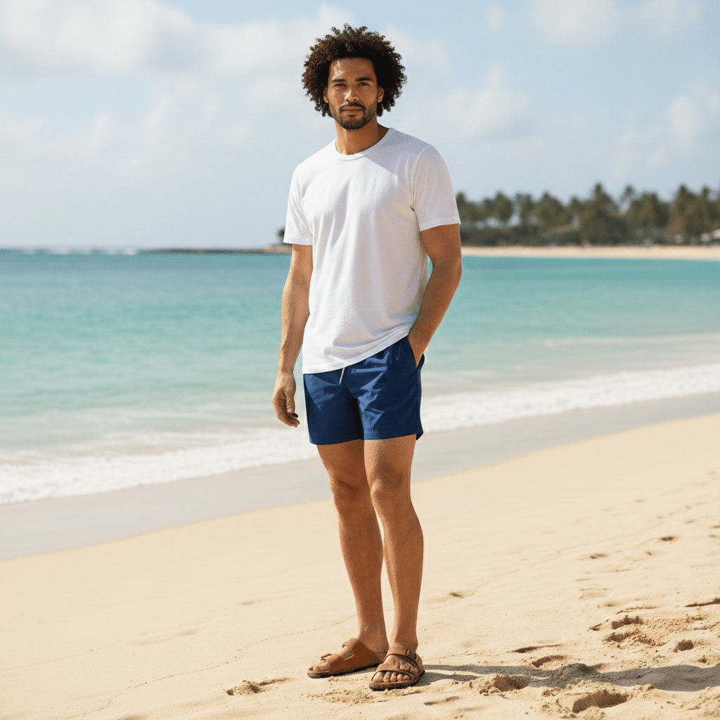 Ian Swim Shorts with Drawstring Waist and Compression Liner