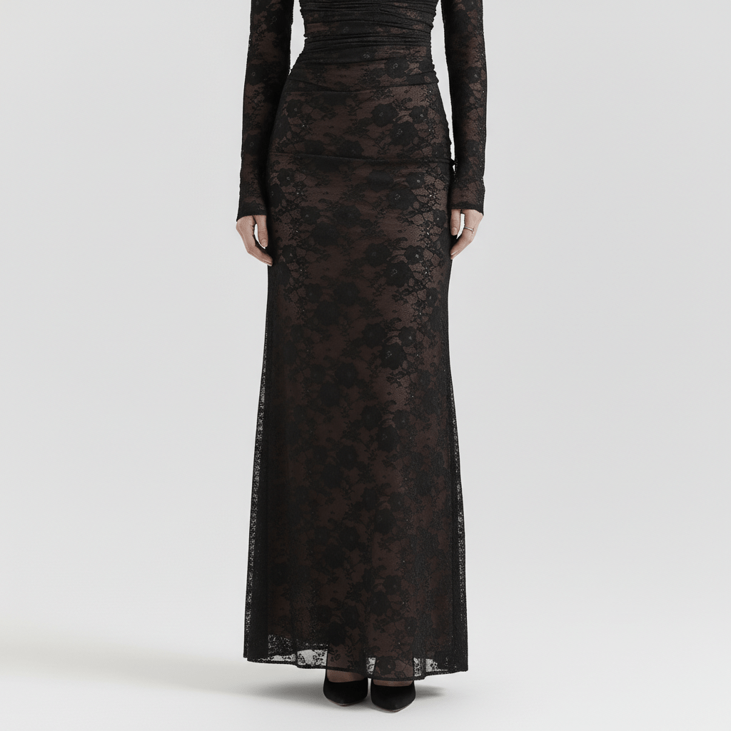 Isabella Long Sleeve Lace Maxi Dress for Women with Square Neck