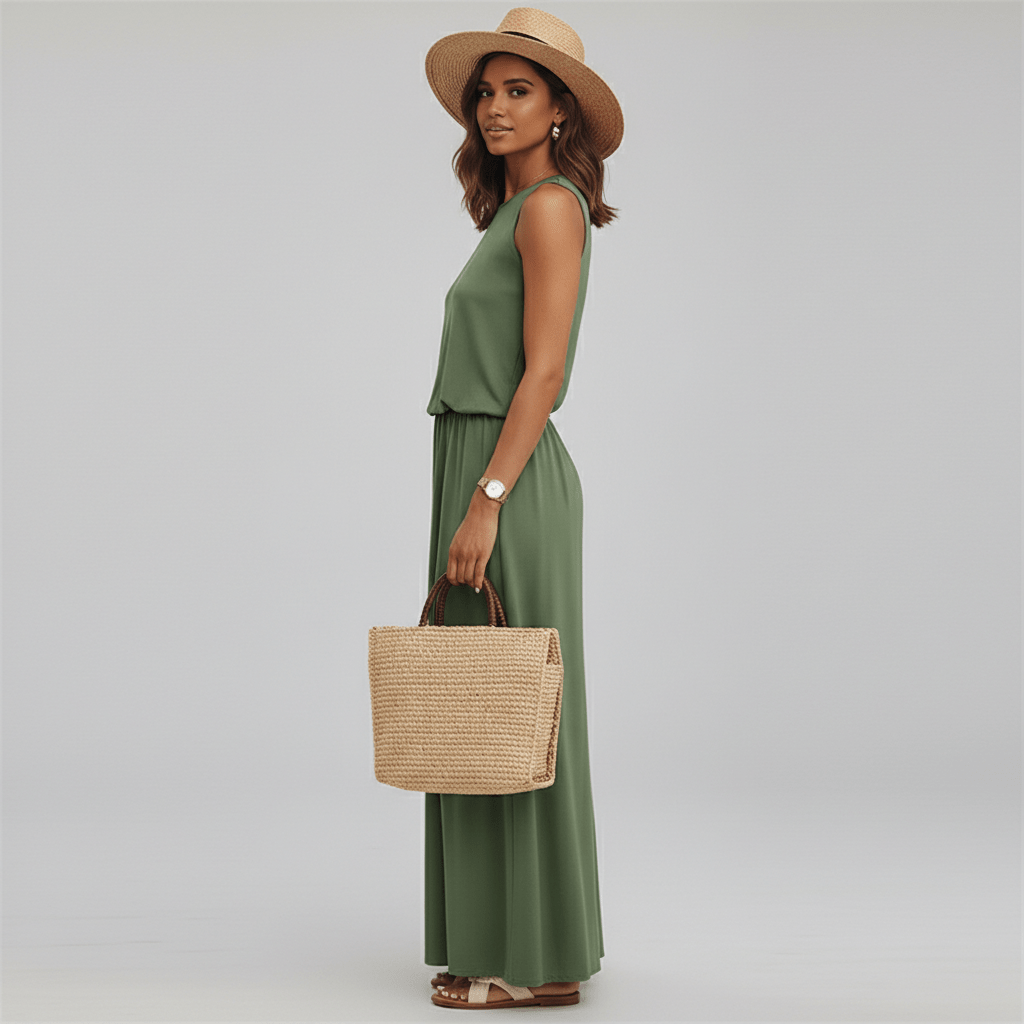 Jana Sleeveless Round Neck Maxi Dress for Women