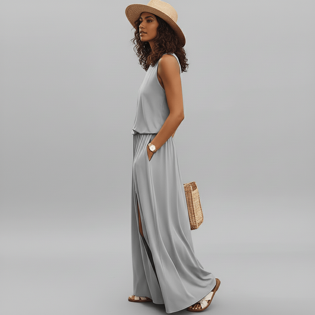 Jana Sleeveless Round Neck Maxi Dress for Women