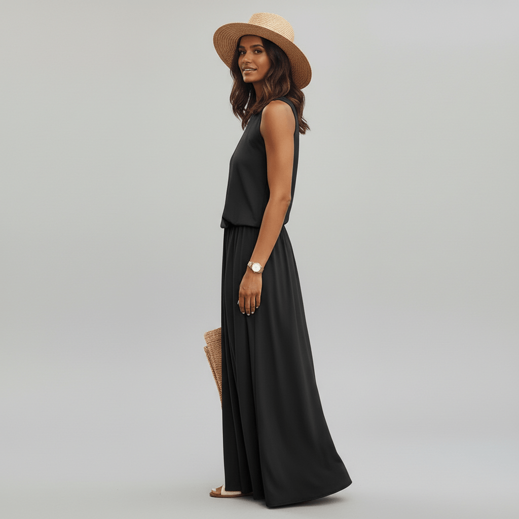 Jana Sleeveless Round Neck Maxi Dress for Women