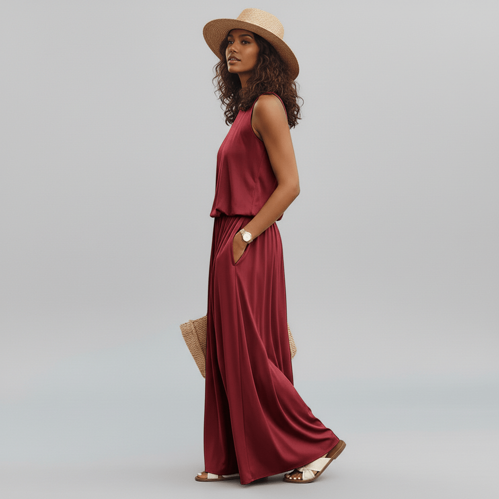 Jana Sleeveless Round Neck Maxi Dress for Women