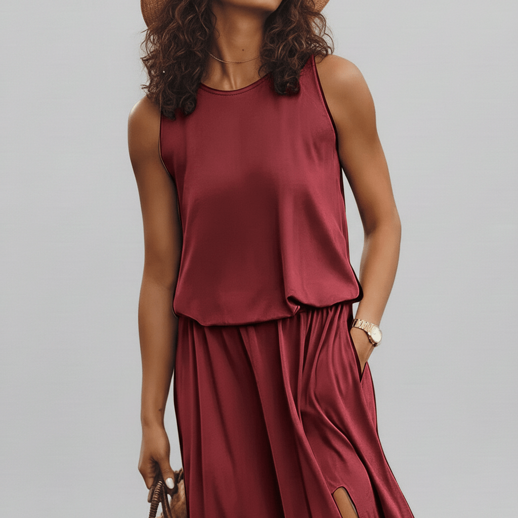 Jana Sleeveless Round Neck Maxi Dress for Women