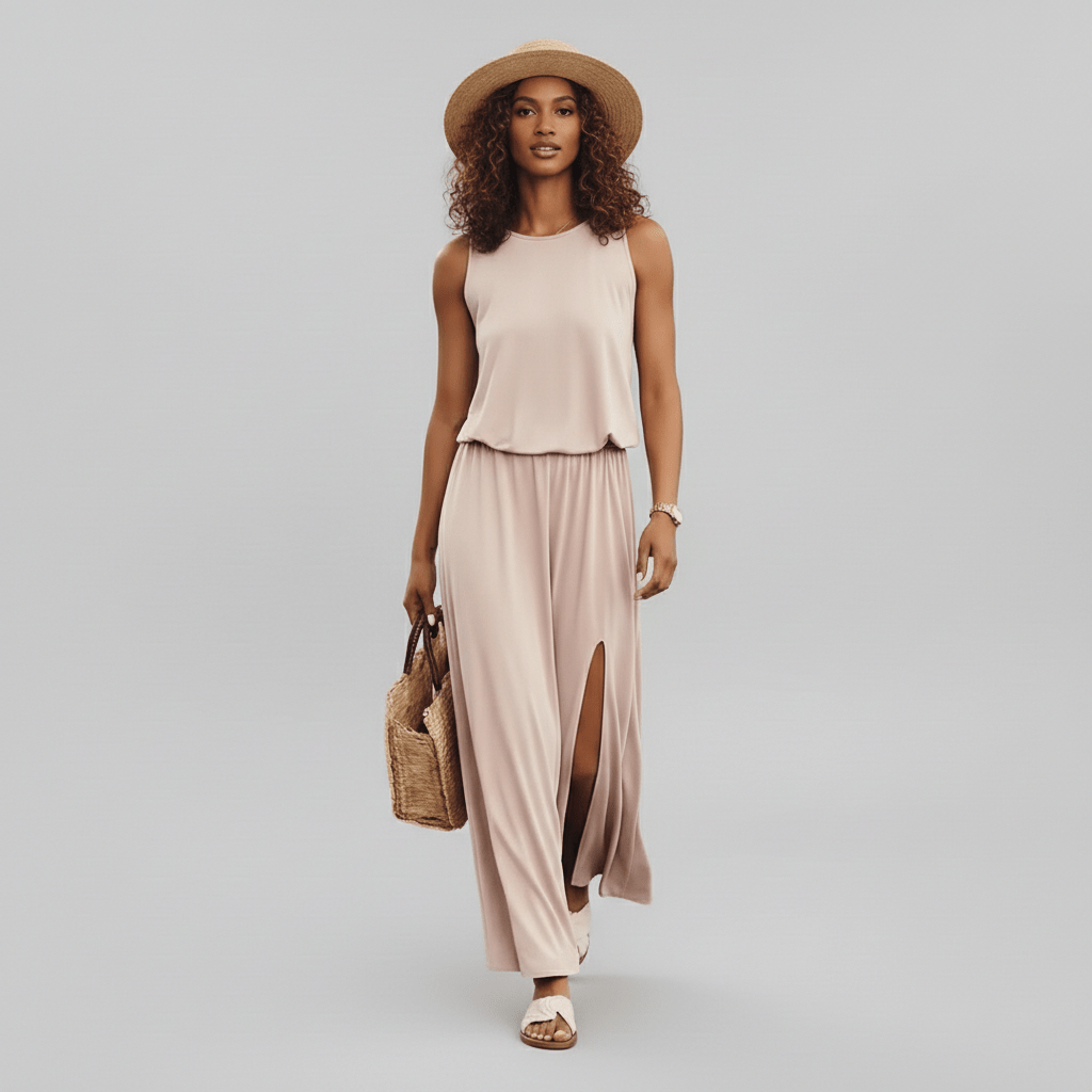 Jana Sleeveless Round Neck Maxi Dress for Women