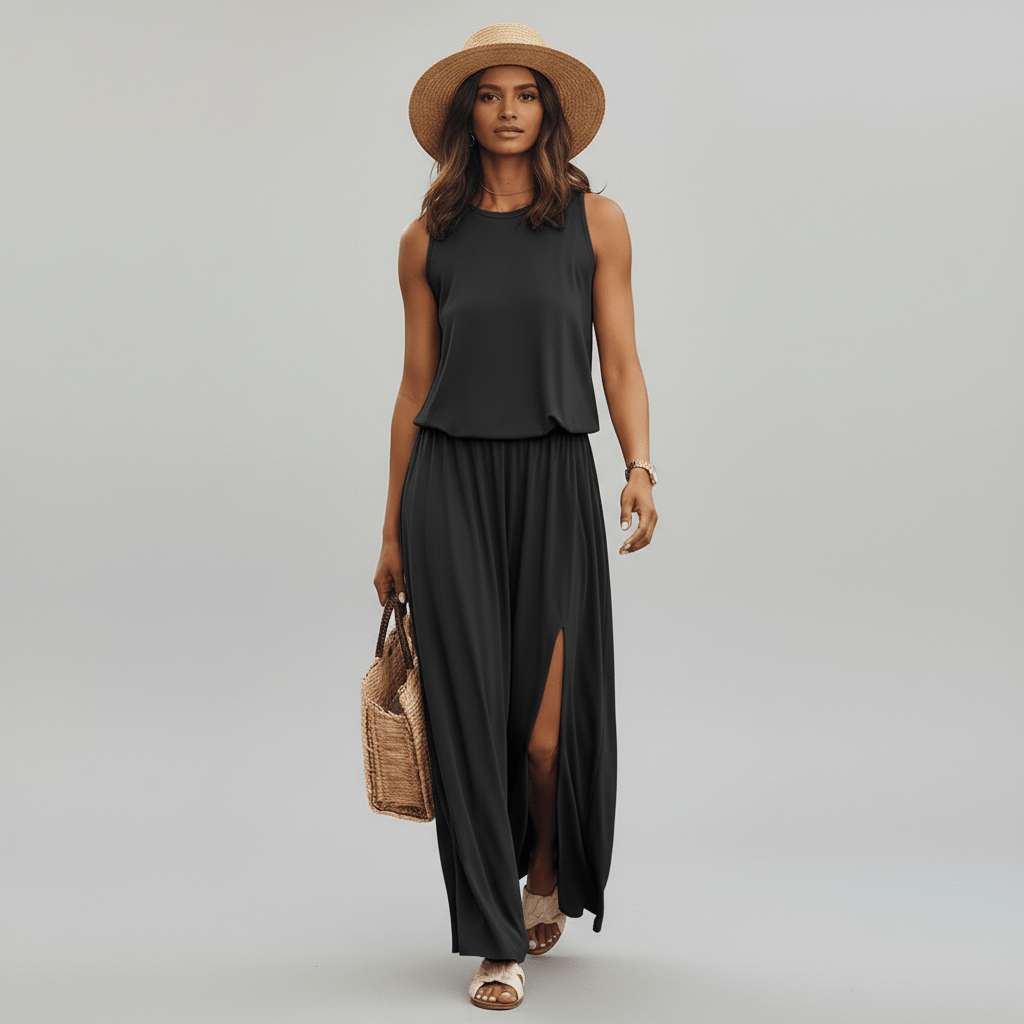 Jana Sleeveless Round Neck Maxi Dress for Women