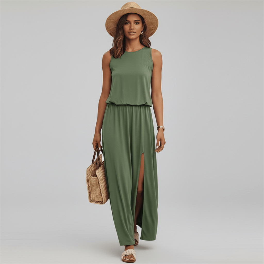 Jana Sleeveless Round Neck Maxi Dress for Women