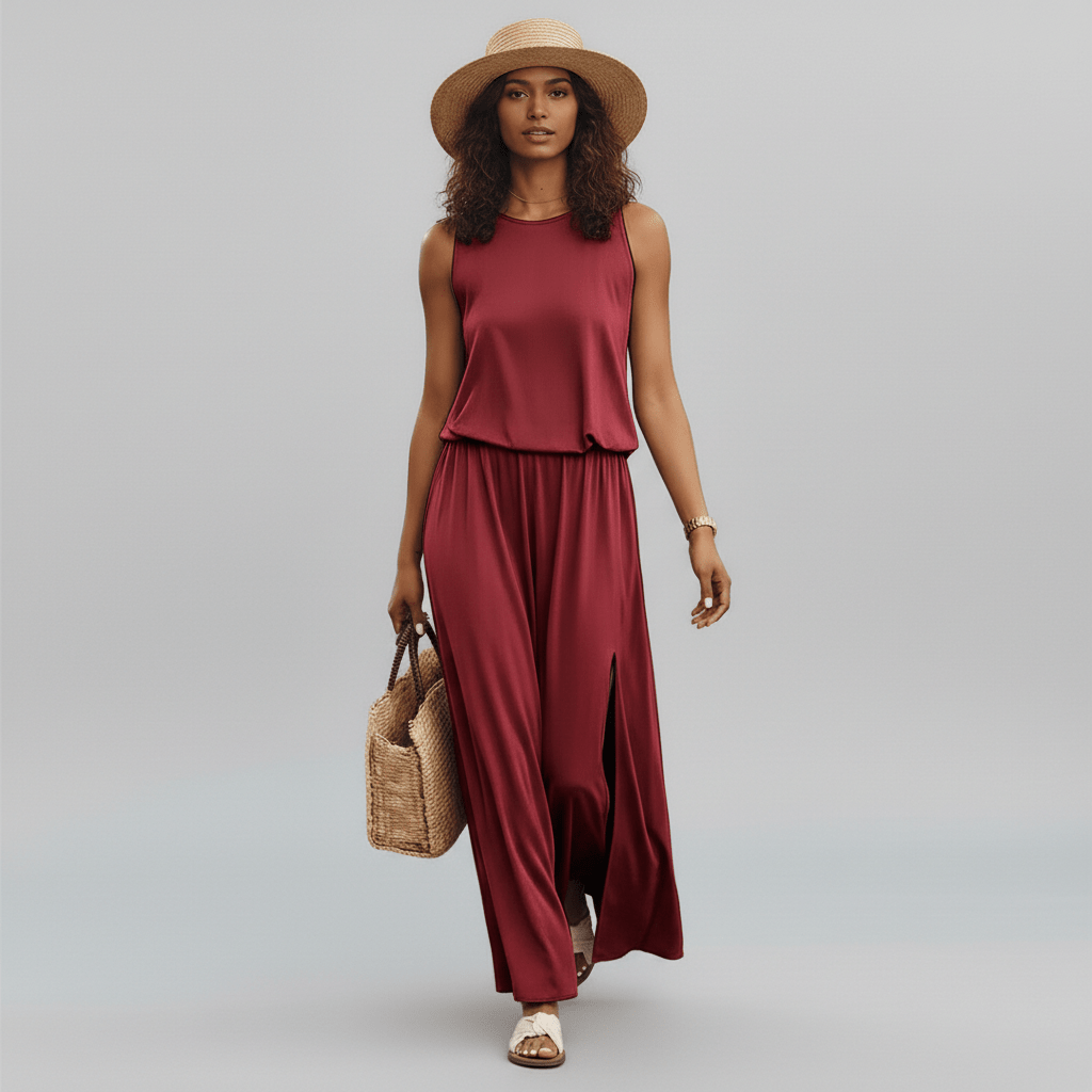 Jana Sleeveless Round Neck Maxi Dress for Women