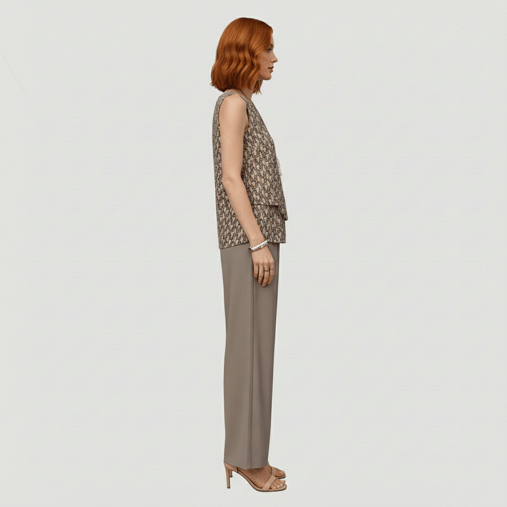 Jessica Two Piece Set Layered Top and Wide-Leg Pants