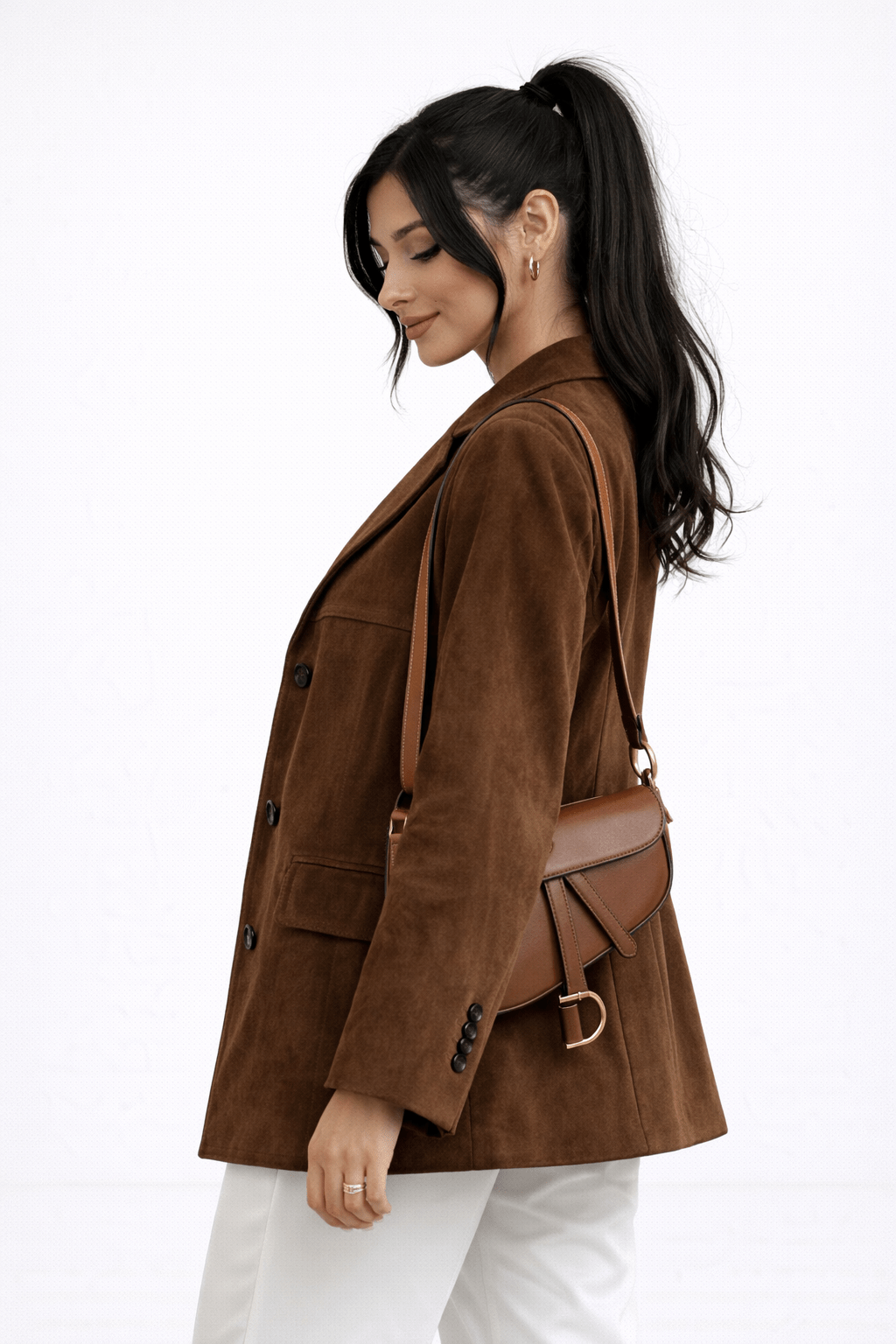 Women's Faux Suede Single Breasted Tailored Blazer