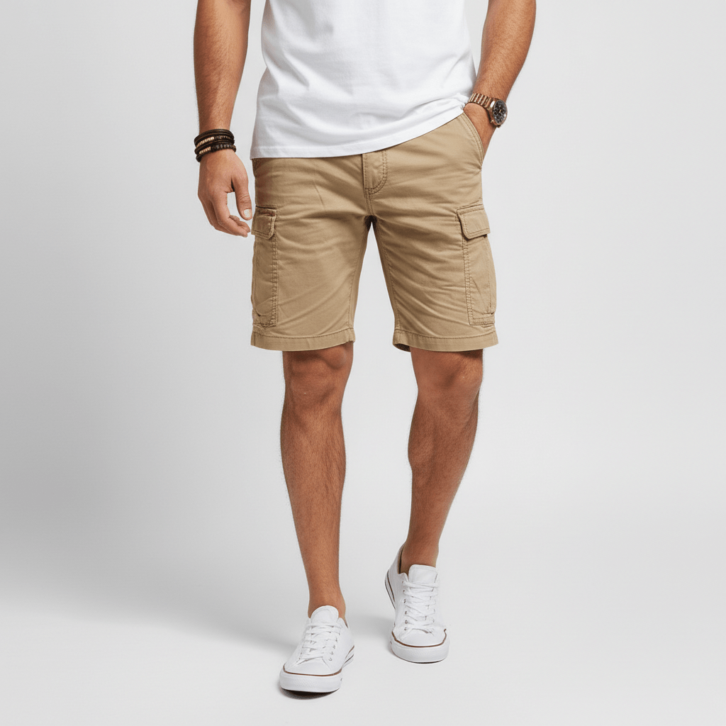 Jonas Cargo Shorts with Side Slip Pockets and Belt Loops