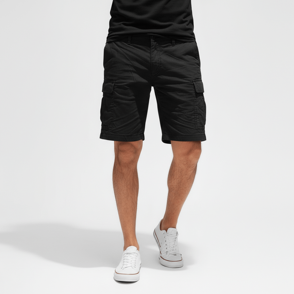 Jonas Cargo Shorts with Side Slip Pockets and Belt Loops