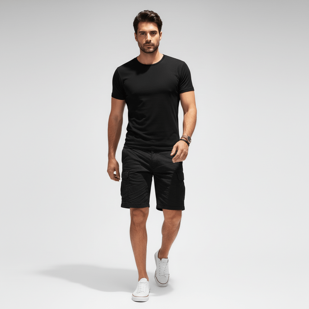 Jonas Cargo Shorts with Side Slip Pockets and Belt Loops