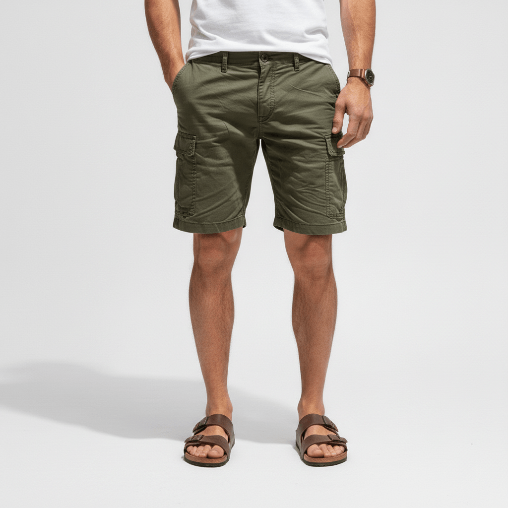 Jonas Cargo Shorts with Side Slip Pockets and Belt Loops