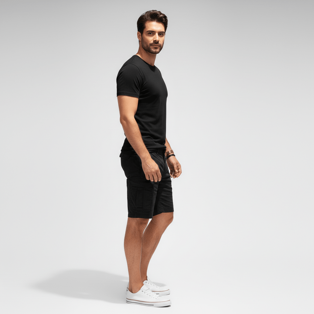Jonas Cargo Shorts with Side Slip Pockets and Belt Loops