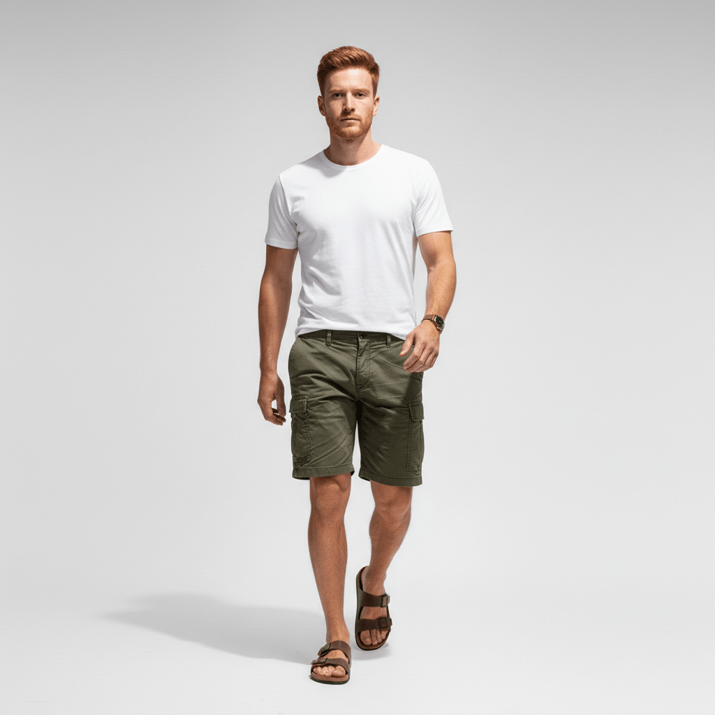 Jonas Cargo Shorts with Side Slip Pockets and Belt Loops